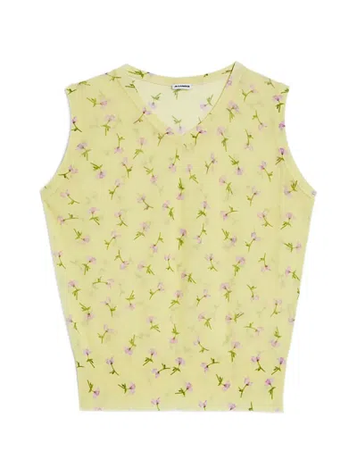 Jil Sander Printed Vest In Green