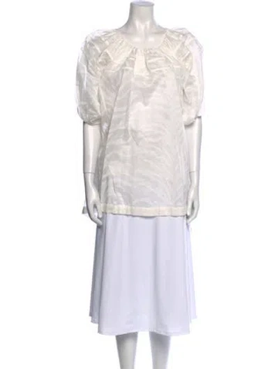 Pre-owned Jil Sander Printed V-neck Tunic W/ Tags In White