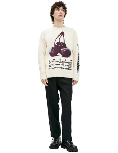 Jil Sander Printed Wool Sweater In Beige