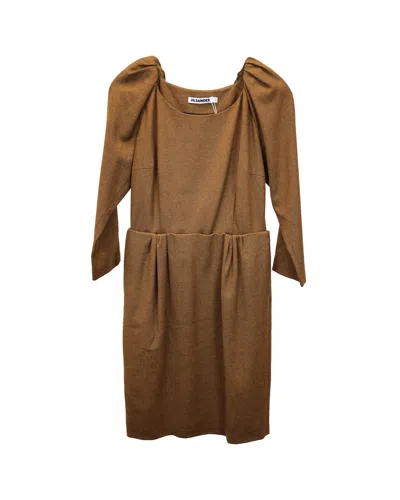 Jil Sander Puff Sleeve Knee Length In Brown Wool
