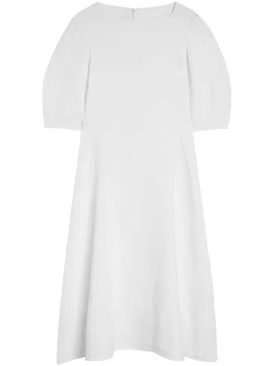 Jil Sander Puff-sleeves Dress In White