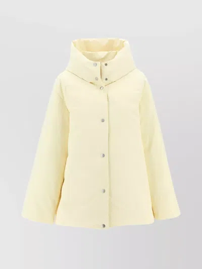 Jil Sander Puffer Coat With Hood And Long Sleeves 09 In White
