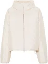 Jil Sander Short Down Jacket In Habotai Silk Blend In Nude