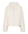 Jil Sander Short Down Jacket In Habotai Silk Blend In White