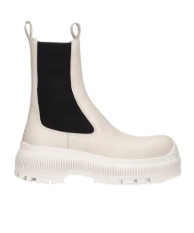 Jil Sander Pull Ring Detail Ankle Boots In White