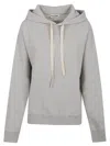 Jil Sander Pure Cotton Sweatshirt With Contrasting Drawstring Hood In Gray