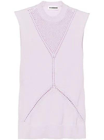 Jil Sander Sleeveless Knitted Top In Purple