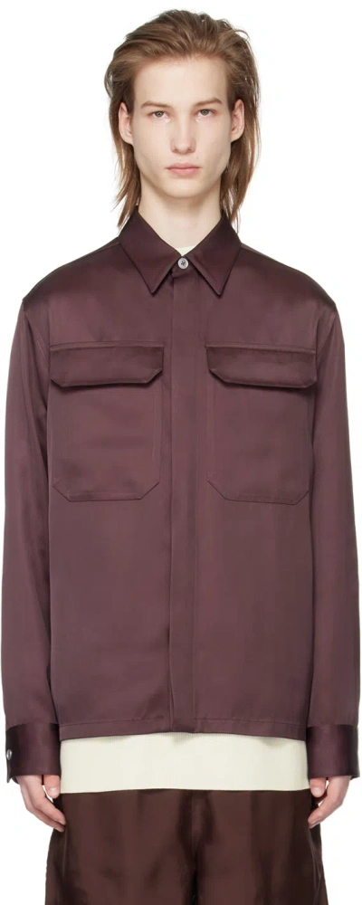 Jil Sander Purple Flap Pocket Shirt In 602 Plum