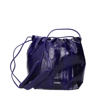 Jil Sander Purple Leather Shoulder Bags In Blue