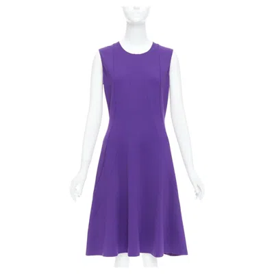 Pre-owned Jil Sander Purple Wool Blend Contour Panel Fit Flare Dress Fr40 L