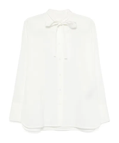 Jil Sander Pussy-bow Shirt In White