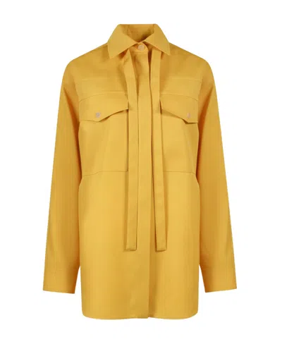 Jil Sander Pussybow-collar Long-sleeved Blouse In Yellow