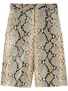Jil Sander Python-effect Leather Bermuda Shorts In Brown