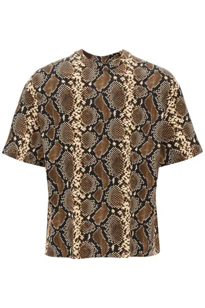 Jil Sander Python Patterned Crewneck T Shirt In 棕色的