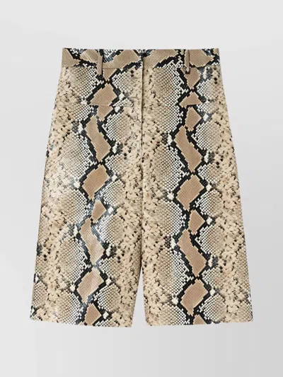 JIL SANDER PYTHON PRINT LEATHER BERMUDA SHORTS