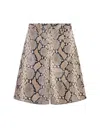 Jil Sander Python-effect Leather Bermuda Shorts In Brown