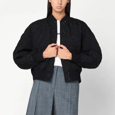 Jil Sander Quilted Black Bomber In Multi