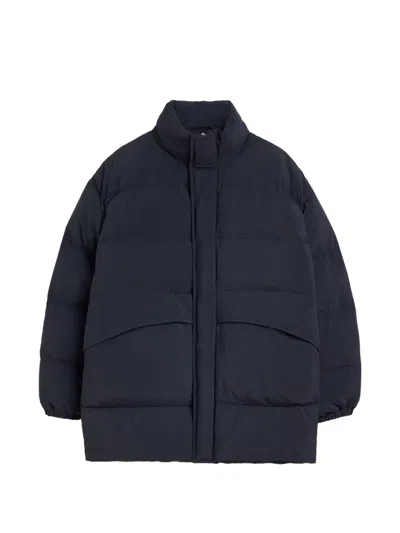 Jil Sander Quilted Down Coat In Blue