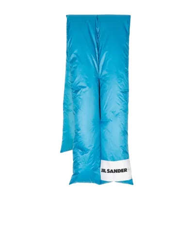 Jil Sander Quilted Feather Down Scarf In Blue