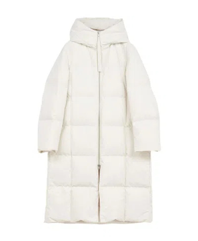 Jil Sander Quilted Long Down Jacket In White