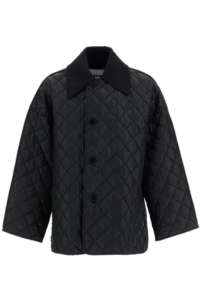 JIL SANDER QUILTED MAXI JACKET WITH DETACHABLE COLLAR