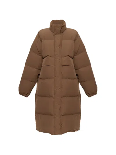 Jil Sander Quilted Stand-up Collar Jacket In Brown