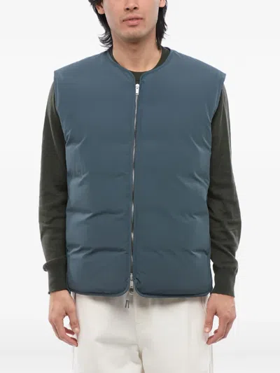 Jil Sander Quilted Zip-front Vest In Blue