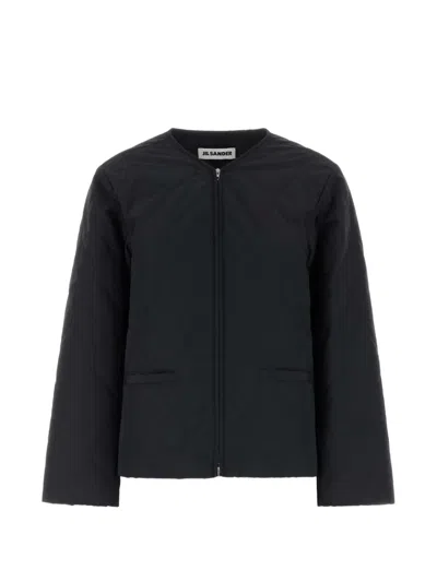 Jil Sander Quilted Zip-up Jacket In Black