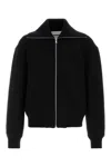 Jil Sander Black Wool Sweather With Zip Up Element In Black