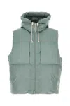 Jil Sander Hooded Sleeveless Down Jacket Drawstring Detail In Green