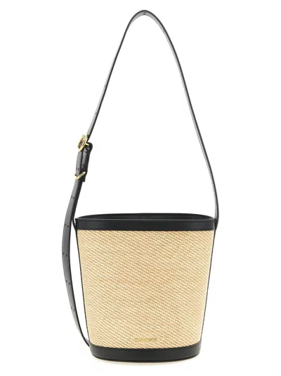 Jil Sander Raffia And Leather Shoulder Bag In Blue