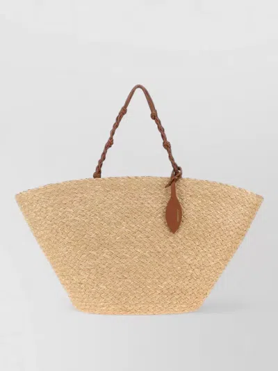 Jil Sander Raffia Bucket Bag Woven Texture Handles In Purple