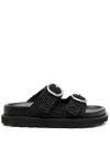 Jil Sander Raffia Sandals In Black