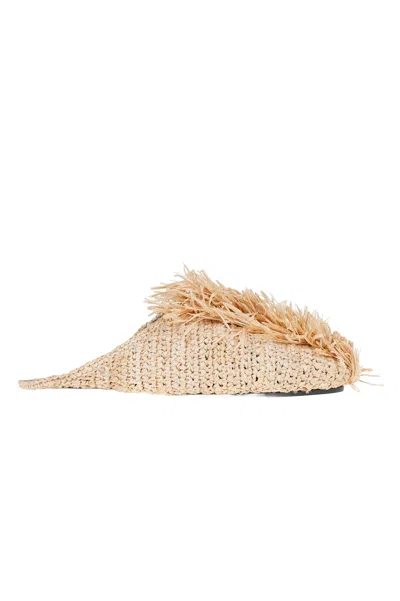Jil Sander Raffia Slippers In Neutral