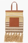 Jil Sander Raffia Sunflower Tote Bag With Leather Details