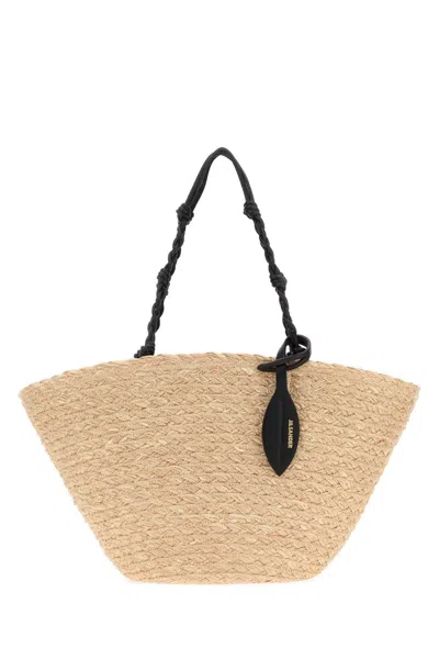 Jil Sander Raffia Tangle Mini Bucket Handbag In Beige O Tan