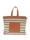 Jil Sander Raffia Tote Bag With Leather Details In Brown
