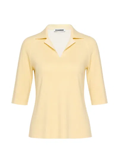 Jil Sander Raglan-sleeve Polo Shirt In Yellow