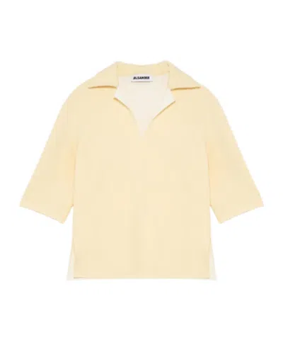 Jil Sander Raglan-sleeve V-neck Polo Shirt In Yellow