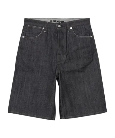 Jil Sander Raw Denim Shorts In Black