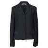 Jil Sander Raw Edge Single-breasted Blazer In Navy Blue Viscose In Blue