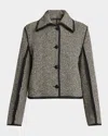 Jil Sander Raw-edge Trim Herringbone Jacket In Gray