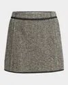 Jil Sander Raw-edge Trim Herringbone Mini Skirt In Gray