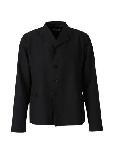 Jil Sander Raw-edge Notched-lapels Jacket In Black