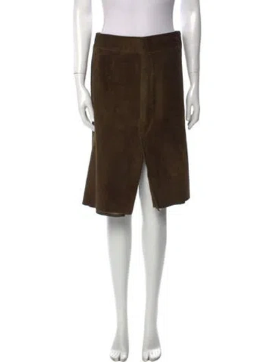 Pre-owned Jil Sander Raw-edge Trim Knee-length Skirt In Green