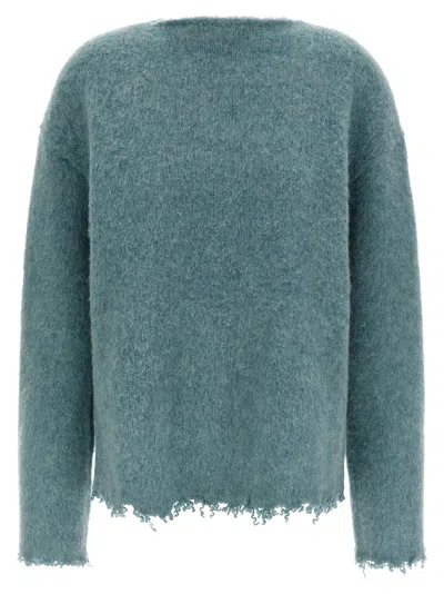 Jil Sander Raw-fringed Wool Sweater In Blue