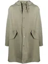 Jil Sander Rear Logo-print Hooded Coat In Grün