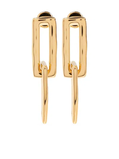 Jil Sander Rectangular Frame Earrings In Gold