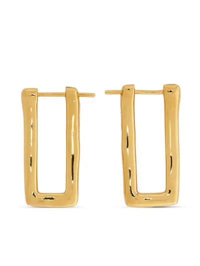 Jil Sander Rectangular Hoop Earrings In Gold