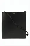 Jil Sander Rectangular Leather Shoulder Bag With Braided Strap In Black